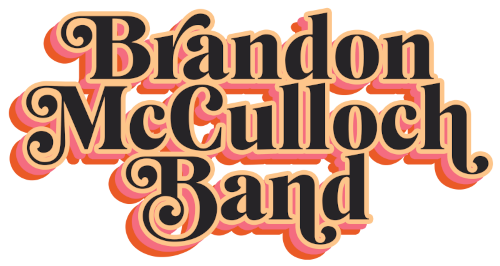 Brandon McCulloch Band logo - stylish (salmon pink, orange, gold, dark gray)
