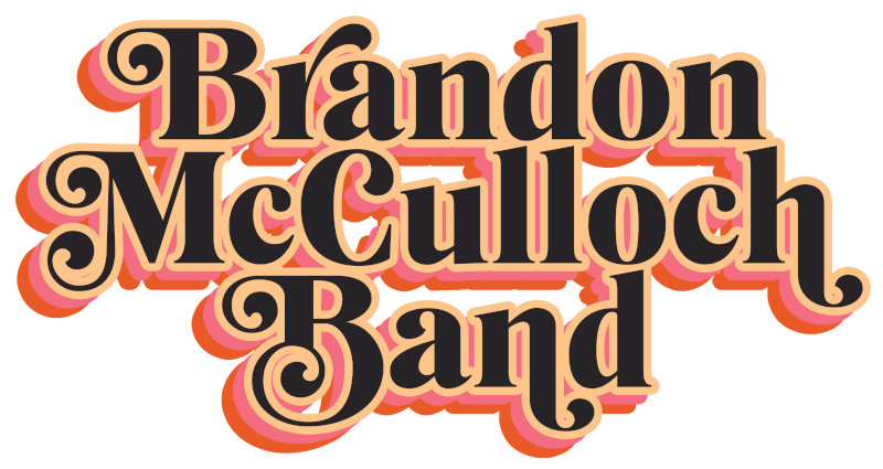 Brandon McCulloch Band logo - stylish (salmon pink, orange, gold, dark gray)